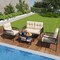 4-Piece Outdoor Patio Furniture Set Black PE Rattan with Beige Cushions